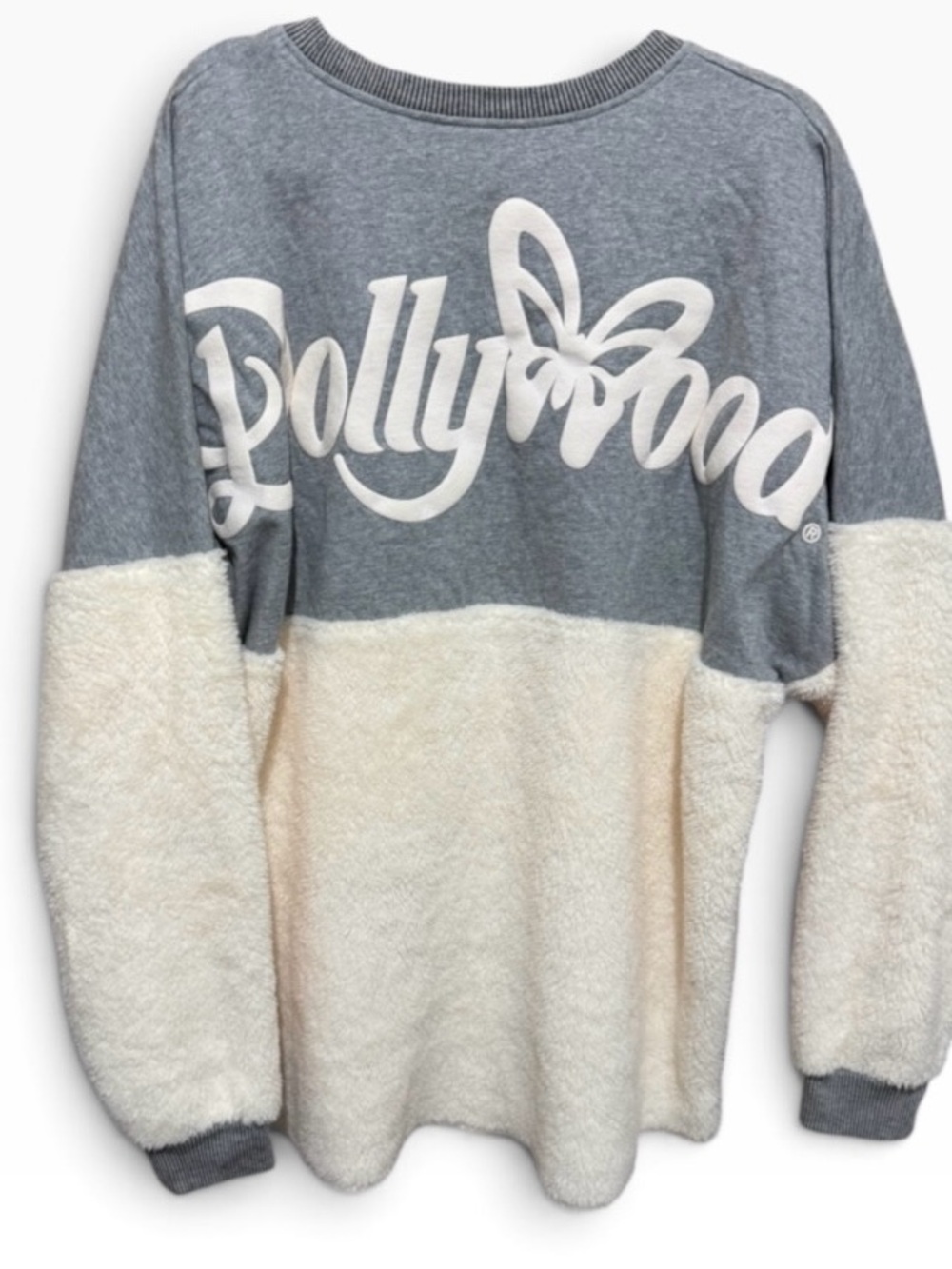 Dollywood Sherpa Fleece Spirit Jersey Grey White Oversized Pullover Size XXL